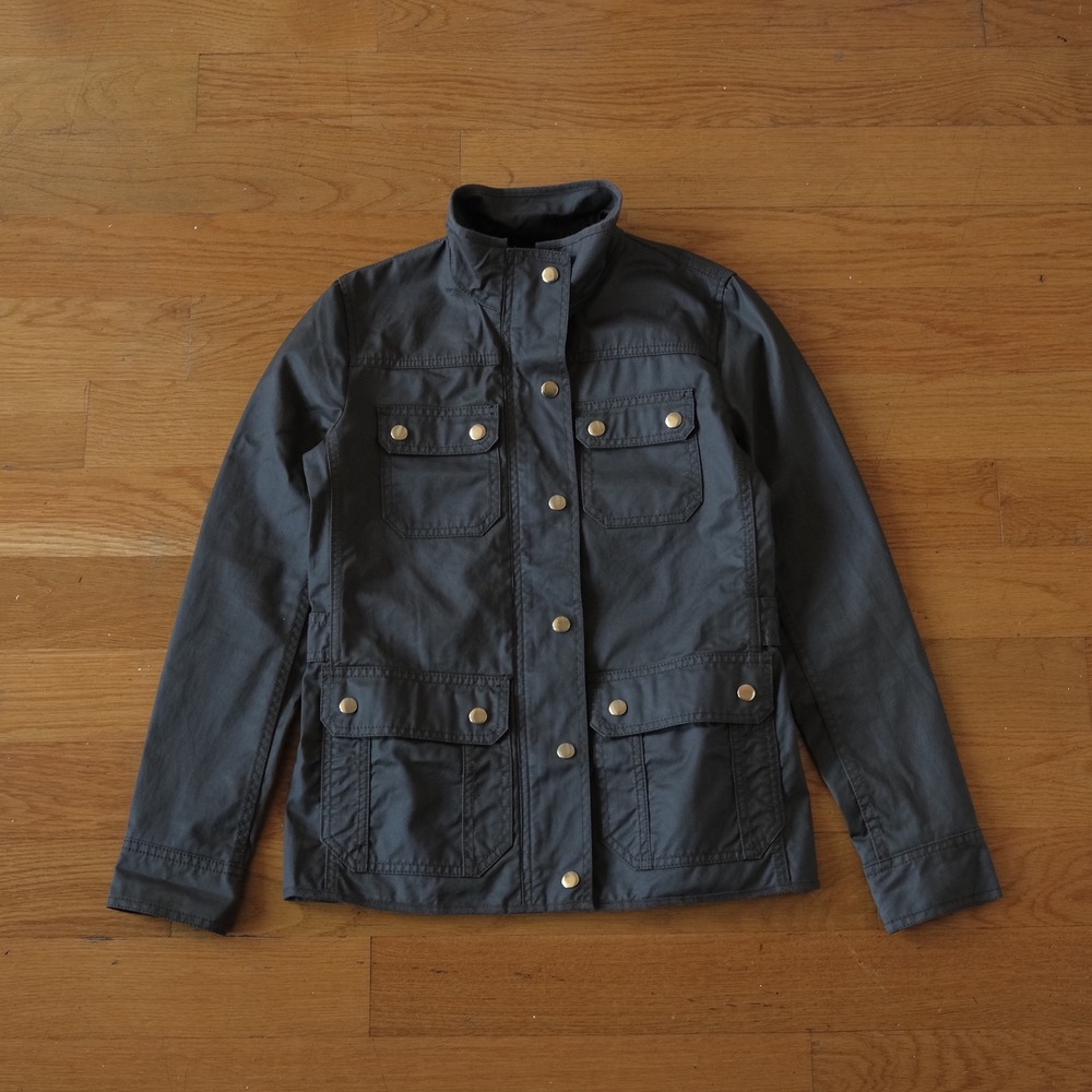 J.Crew Field Jacket Women XXS Grey Cotton‎ Utility Gorpcore Military Grunge Moto